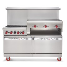 American Range AR-6B-36RG 72&quot; Heavy Duty Restaurant Range with 36&quot; Raised Griddle and 6 Burners and 2 Ovens