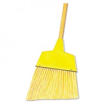 Angler Broom, Plastic Bristles, 53" Wood Handle, Yellow, 12/Carton