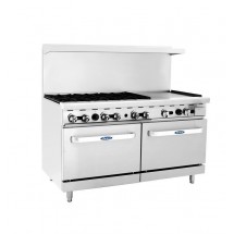 Atosa AGR-6B24GR 60&quot; Gas Range with (6) Open Burners and 24&quot; Right Side Griddle, (2) 26 1/2&quot; Ovens