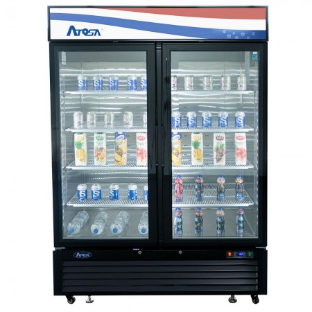 Atosa MCF8723GR Black Exterior 2-Swing Glass Door Merchandiser Refrigerator 54