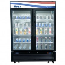 Atosa MCF8732GR Black Exterior 2-Swing Glass Door Merchandiser Freezer 40&quot;