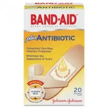 Band-Aid Antibiotic Adhesive Bandages, Assorted Sizes, 20/Box