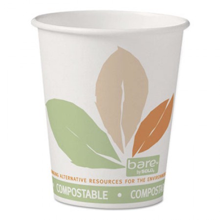 Dart Bare Eco-Forward PLA Paper Hot Cups, 10  oz. Leaf Design, - 50/Pack