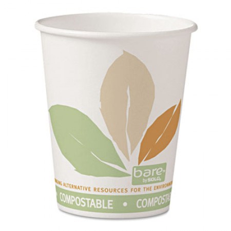 Dart Bare Eco-Forward PLA Paper Hot Cups, 10 oz. Leaf Design - 1000 pcs