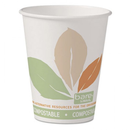 Dart Bare Eco-Forward PLA Paper Hot Cups, 8  oz. Leaf Design, - 50/Pack