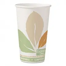 Dart Bare Eco-Forward PLA Paper Hot Cups, Leaf Design, 16  oz. - 1000 pcs