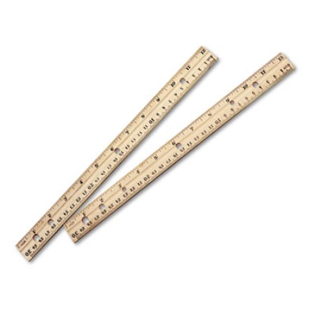 Beveled Wood Ruler with Single Metal Edge, 3-Hole Punched, 12