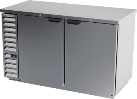 Beverage Air BB58HC-1-S Stainless Steel 2-Section Solid Door Back Bar Refrigerator 59"