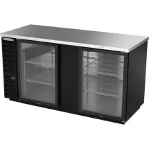 Beverage Air BB68HC-1-G-B Black 2-Section Glass Door Back Bar Refrigerator 69&quot;