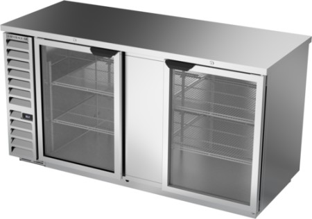 Beverage Air BB68HC-1-G-S Stainless Steel 2-Section Glass Door Back Bar Refrigerator 69"