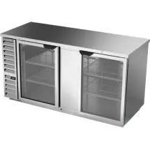 Beverage Air BB68HC-1-G-S Stainless Steel 2-Section Glass Door Back Bar Refrigerator 69&quot;