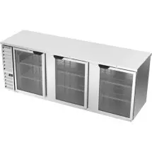 Beverage Air BB94HC-1-G-S Stainless Steel 3-Section Glass Door Back Bar Refrigerator 94&quot;