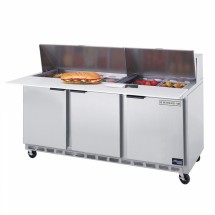 Beverage Air SPE72-12 3-Section Refrigerated 72&quot; Sandwich/Salad Preparation Table with 10&quot; Cutting Board
