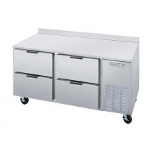 Beverage Air WTRD67A-4 35.5&quot; Two-Section Stainless Steel Top/Removable Rear Splash Worktop Refrigerator
