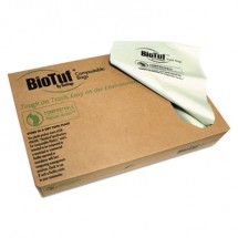 Biotuf Compostable Can Liners, 13 gal, 0.88 mil, 24" x 32", Green, 200/Carton