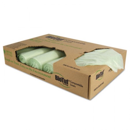 Biotuf Compostable Can Liners, 48 gal, 1 mil, 42