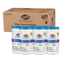 Clorox Healthcare Bleach Germicidal Wipes, 6 x 5, Unscented, 150/Canister, 6 Canisters/Carton