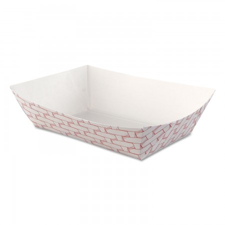 Boardwalk Paper Food Baskets, 1/2 lb.,  Red/White, 1000/Carton