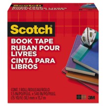 Book Tape, 3" Core, 1.5" x 15 yds, Clear