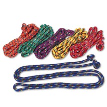 Braided Nylon Jump Ropes, 8ft, 6 Assorted-Color Jump Ropes/Set