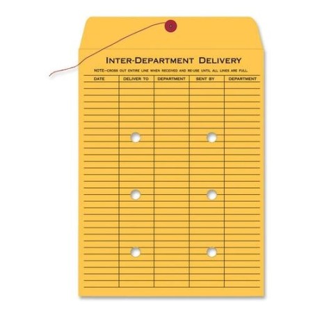 Brown Kraft String & Button Interoffice Envelope, #90, One-Sided Five-Column Format, 9 x 12, Brown Kraft, 100/Carton