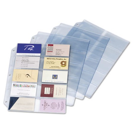 Business Card Refill Pages, Holds 200 Cards, Clear, 20 Cards/Sheet, 10/Pack