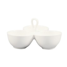 CAC China COL-40 Accessories 3-Compartment Divided Bowl with Handle, 8 oz. x 3, 8&quot;  - 1 doz