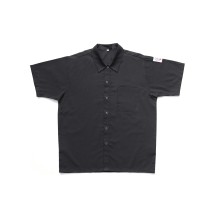 CAC China APST-8KL Chef's Pride Black Snap Button Chef Shirt L