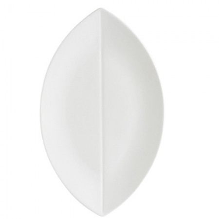 CAC China COL-V13 Super White Porcelain Flat Leaf Platter 11-1/2" x 6-3/4" - 1 doz
