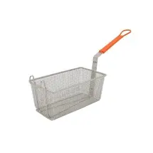 CAC China SPFB-2 Nickel-Plated Fry Basket, with Orange Handle 12-1/4&quot; x 6-1/2&quot; x 5-5/8&quot; 