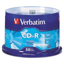 CD-R Discs, 700MB/80min, 52x, w/Slim Jewel Cases, Silver, 10/Pack