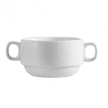 CAC China BST-46 Boston Porcelain Embossed Double Handled Bouillon Cup 8 oz. - 3 doz
