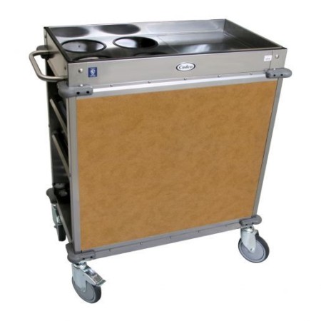 Cadco BC-2-L1 MobileServ Standard Beverage Cart with 4 Air Pot Wells, Chestnut Panels