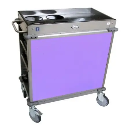 Cadco BC-2-L7 MobileServ Standard Beverage Cart with 4 Air Pot Wells, Purple Panels