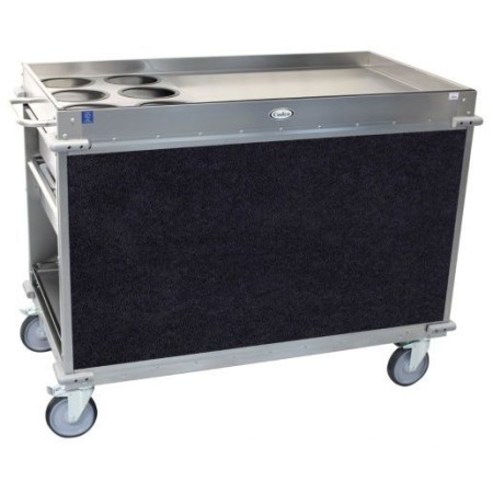 Cadco BC-3-L4 MobileServ Large Beverage Cart with 6 Air Pot Wells, Navy Panels