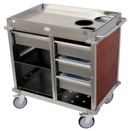 Cadco BC-4-L5 MobileServ Beverage Cart with 3 Air Pot Wells, backloading, Cherry Panels