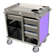 Cadco BC-4-L7 MobileServ Beverage Cart with 3 Air Pot Wells, backloading, Purple Panels