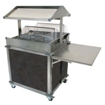 Cadco CBC-GG-2-L3 MobileServ Deluxe Grab and Go Mobile Merchandising Cart With 2 Hot Food Wells, Gray Panels