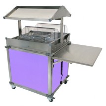 Cadco CBC-GG-2-L7 MobileServ Deluxe Grab and Go Mobile Merchandising Cart With 2 Hot Food Wells, Purple Panels