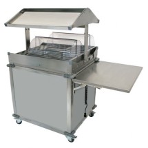 Cadco CBC-GG-2-LST MobileServ Deluxe Grab and Go Mobile Merchandising Cart With 2 Hot Food Wells, Stainless Steel Panels