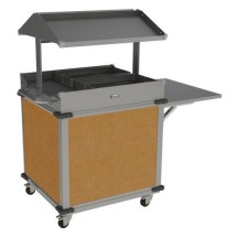 Cadco CBC-GG-B2-L1 Mobileserv Standard 2 Bay Grab and Go Merchandising Cart, 2 Grab and Go Top Shelves, Chestnut Panels