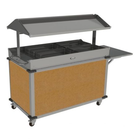 Cadco CBC-GG-B4-L1 Mobileserv Standard 4 Bay Grab and Go Merchandising Cart, 2 Grab and Go Top Shelves, Chestnut Panels