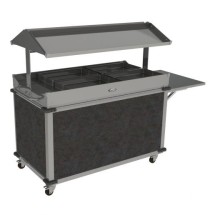 Cadco CBC-GG-B4-L3 Mobileserv Standard 4 Bay Grab and Go Merchandising Cart, 2 Grab and Go Top Shelves, Gray Panels