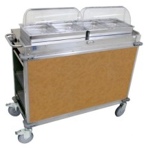 Cadco CBC-GG-DS-LST MobileServ Standard 3 Bay Grab and Go Merchandising Cart, Large 2-Sided Grab and Go Top Shelf