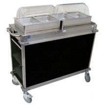 Cadco CBC-HH-L6-4 MobileServ Junior Mobile 2 Pan Hot Buffet Cart, 4&quot; Deep Pans, Black Panels