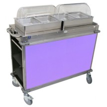 Cadco CBC-HH-L7-4 MobileServ Junior Mobile 2 Pan Hot Buffet Cart, 4&quot; Deep Pans, Purple Panels
