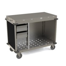 Cadco CBC-PHRX-L1 Medium Mobile Demo / Sampling Cart with Open Cabinet Base, Chestnut Panels