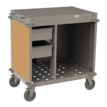 Cadco CBC-SDCX-L1 Small Mobile Demo / Sampling Cart with Open Cabinet Base, Chestnut Panels