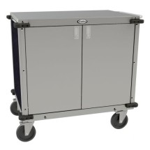 Cadco CC-LUC-L4 Mobile Stainless Steel Locking Utility Cart, Navy Panels