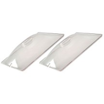 Cadco CL-2 Half Size Clear Polycarbonate Food Pan Cover Lids, 2/Pack